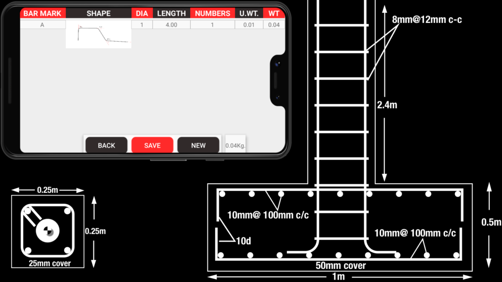 Bar Bending Schedule in BBS APP